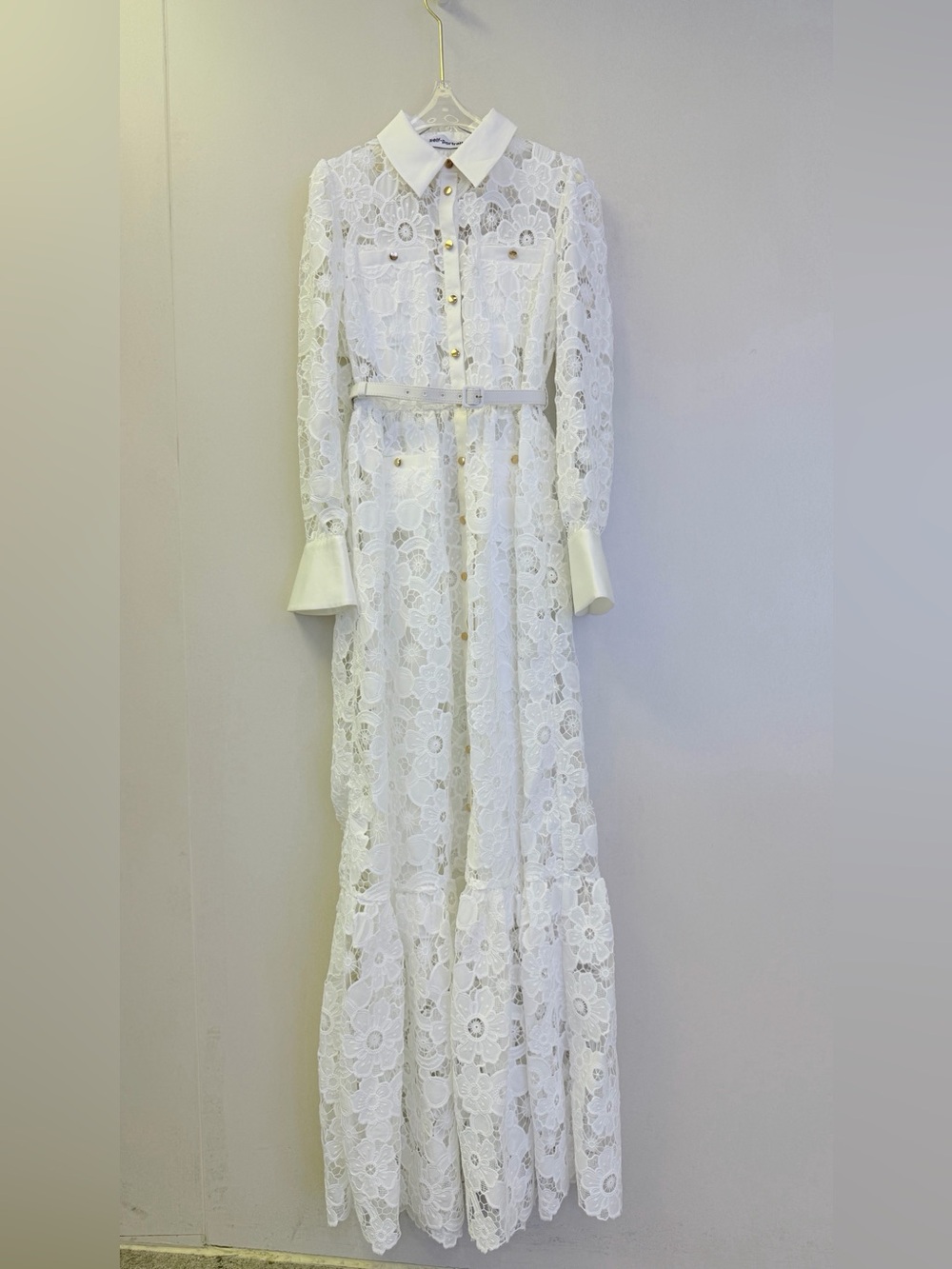 NWOT Self-Portrait White Lace Button-Front Maxi Dress, Size US 0/2/4/6/8 - Picture 5 of 8